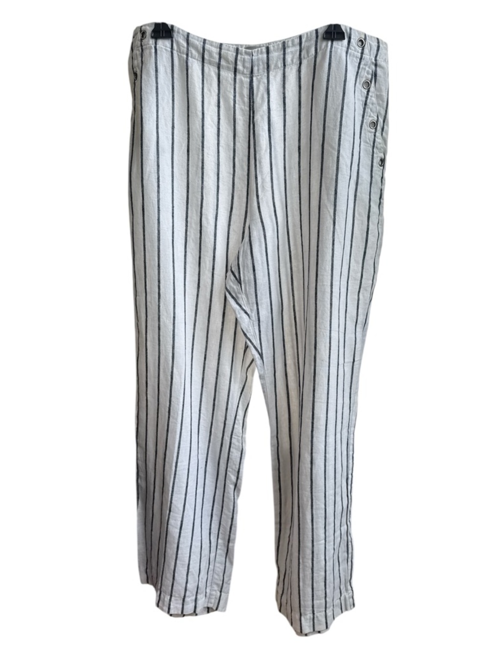 Chico’s 100% Linen Striped High Rise Paperbag wide leg Pant Size 3